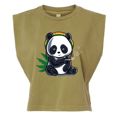 Weed Smoking Panda Gift Marijuana Cannabis Thc Stoner Gift Cool Gift Garment-Dyed Women's Muscle Tee