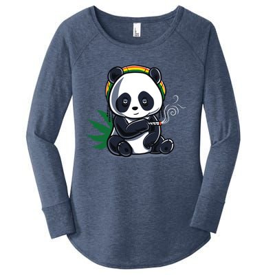 Weed Smoking Panda Gift Marijuana Cannabis Thc Stoner Gift Cool Gift Women's Perfect Tri Tunic Long Sleeve Shirt