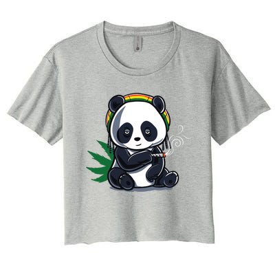 Weed Smoking Panda Gift Marijuana Cannabis Thc Stoner Gift Cool Gift Women's Crop Top Tee