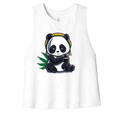 Weed Smoking Panda Gift Marijuana Cannabis Thc Stoner Gift Cool Gift Women's Racerback Cropped Tank