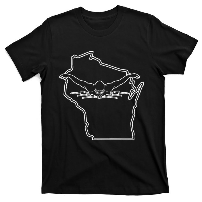 Wisconsin State Pride Swim Funny Swimming Cap T-Shirt