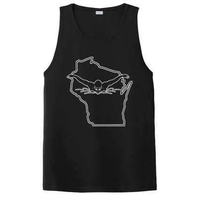 Wisconsin State Pride Swim Funny Swimming Cap PosiCharge Competitor Tank