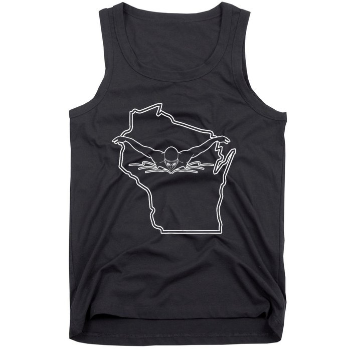 Wisconsin State Pride Swim Funny Swimming Cap Tank Top