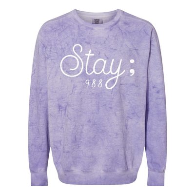 World Suicide Prevention Awareness Day Stay; 988 Colorblast Crewneck Sweatshirt