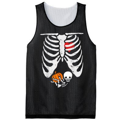 Women Skeleton Pregnancy Announcement Mom Halloween Mesh Reversible Basketball Jersey Tank