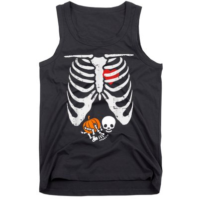 Women Skeleton Pregnancy Announcement Mom Halloween Tank Top