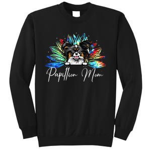 Wo Sunflower Papillion Mom Tie Dye Dog Lover Sweatshirt