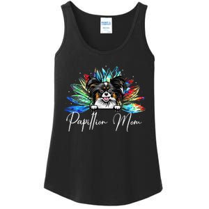 Wo Sunflower Papillion Mom Tie Dye Dog Lover Ladies Essential Tank