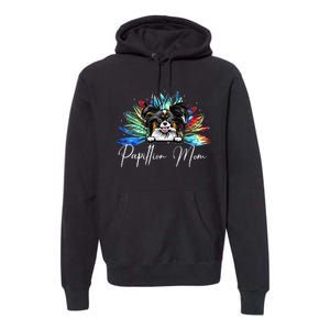 Wo Sunflower Papillion Mom Tie Dye Dog Lover Premium Hoodie