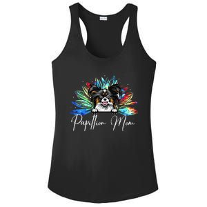 Wo Sunflower Papillion Mom Tie Dye Dog Lover Ladies PosiCharge Competitor Racerback Tank