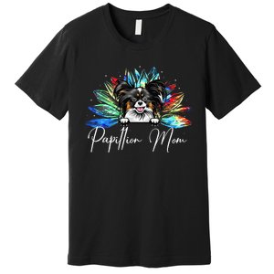 Wo Sunflower Papillion Mom Tie Dye Dog Lover Premium T-Shirt