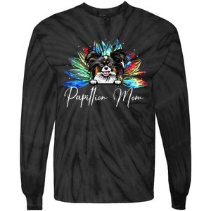 Wo Sunflower Papillion Mom Tie Dye Dog Lover Tie-Dye Long Sleeve Shirt