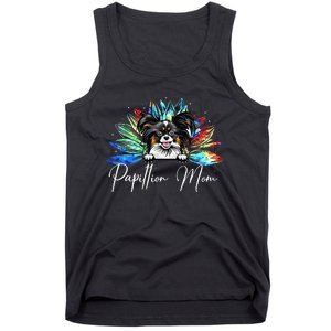 Wo Sunflower Papillion Mom Tie Dye Dog Lover Tank Top