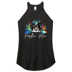 Wo Sunflower Papillion Mom Tie Dye Dog Lover Women's Perfect Tri Rocker Tank