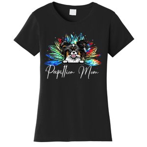 Wo Sunflower Papillion Mom Tie Dye Dog Lover Women's T-Shirt