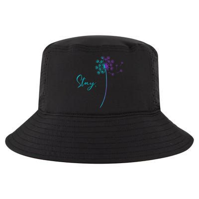 Wo Suicide Prevention Dandelion Teal and Purple Stay Semicolon Cool Comfort Performance Bucket Hat