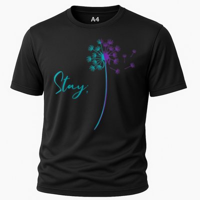 Wo Suicide Prevention Dandelion Teal and Purple Stay Semicolon Performance Shirt