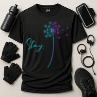 Wo Suicide Prevention Dandelion Teal and Purple Stay Semicolon Cooling Performance Crew T-Shirt