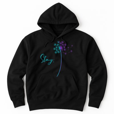 Wo Suicide Prevention Dandelion Teal and Purple Stay Semicolon Hoodie