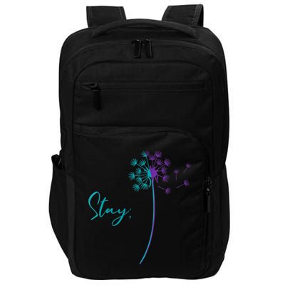 Wo Suicide Prevention Dandelion Teal and Purple Stay Semicolon Impact Tech Backpack