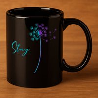 Wo Suicide Prevention Dandelion Teal and Purple Stay Semicolon 11oz C Handle Ceramic Mug