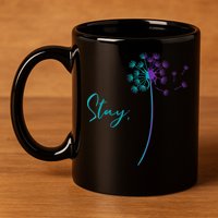 Wo Suicide Prevention Dandelion Teal and Purple Stay Semicolon 11oz C Handle Ceramic Mug