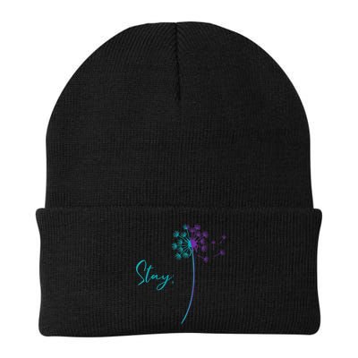 Wo Suicide Prevention Dandelion Teal and Purple Stay Semicolon Beanie