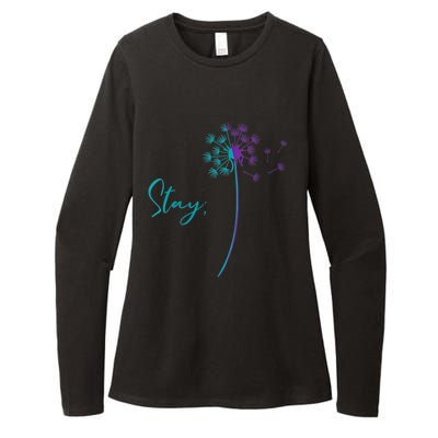 Wo Suicide Prevention Dandelion Teal and Purple Stay Semicolon Womens CVC Long Sleeve Shirt