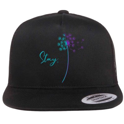 Wo Suicide Prevention Dandelion Teal and Purple Stay Semicolon Flatbill Hat