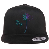 Wo Suicide Prevention Dandelion Teal and Purple Stay Semicolon Flat Bill Trucker Hat