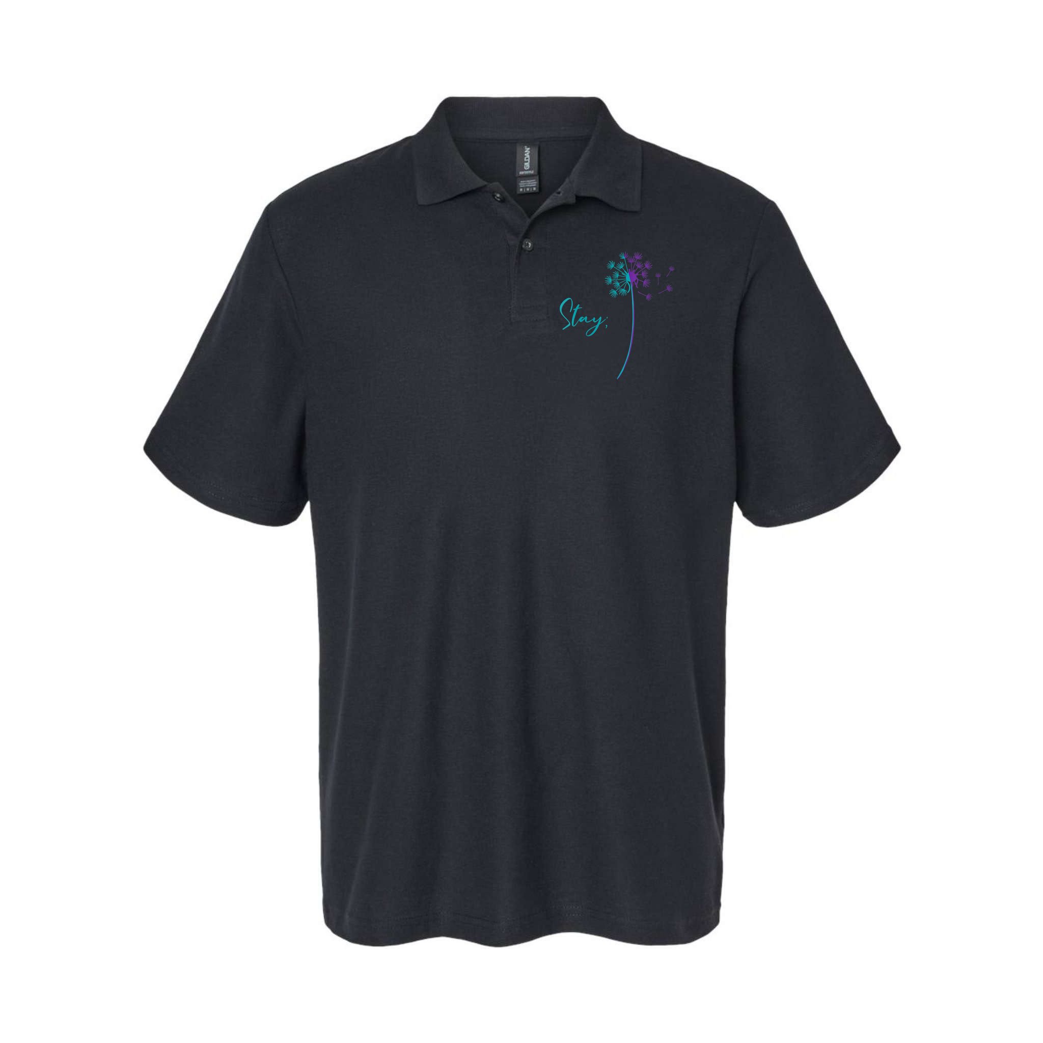 Wo Suicide Prevention Dandelion Teal and Purple Stay Semicolon Polo