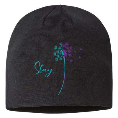 Wo Suicide Prevention Dandelion Teal and Purple Stay Semicolon Sustainable Beanie