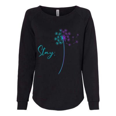 Wo Suicide Prevention Dandelion Teal and Purple Stay Semicolon Womens California Wash Sweatshirt