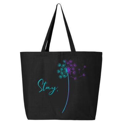 Wo Suicide Prevention Dandelion Teal and Purple Stay Semicolon 25L Jumbo Tote