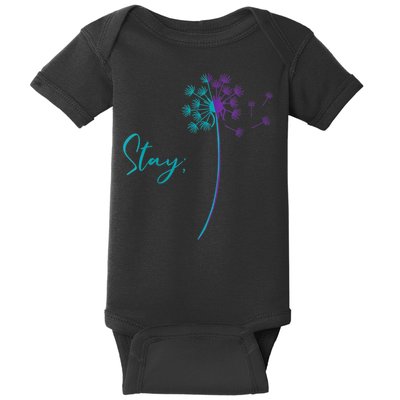 Wo Suicide Prevention Dandelion Teal and Purple Stay Semicolon Baby Bodysuit