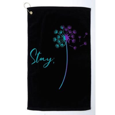 Wo Suicide Prevention Dandelion Teal and Purple Stay Semicolon Golf Towel