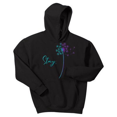 Wo Suicide Prevention Dandelion Teal and Purple Stay Semicolon Kids Hoodie