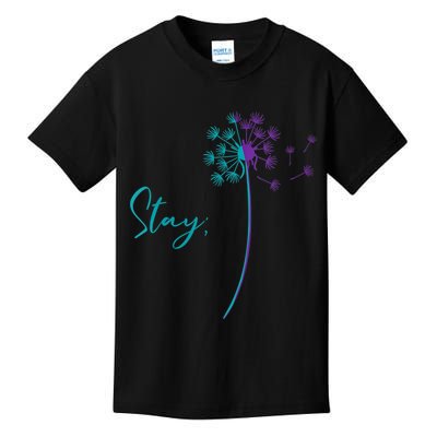 Wo Suicide Prevention Dandelion Teal and Purple Stay Semicolon Kids T-Shirt