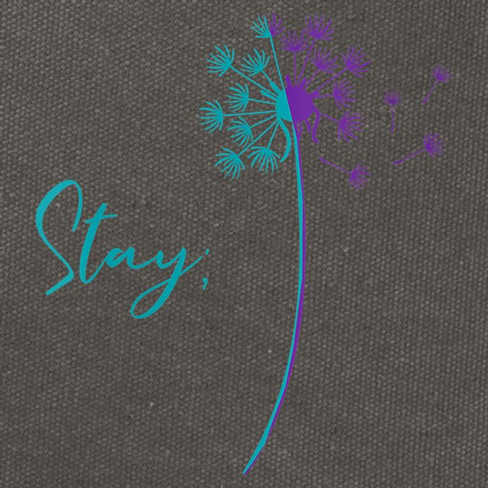 Wo Suicide Prevention Dandelion Teal and Purple Stay Semicolon Cotton Canvas Backpack