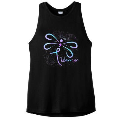 Wo Suicide Prevention Awareness Dragonfly Semicolon Ladies PosiCharge Tri-Blend Wicking Tank