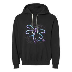 Wo Suicide Prevention Awareness Dragonfly Semicolon Garment-Dyed Fleece Hoodie