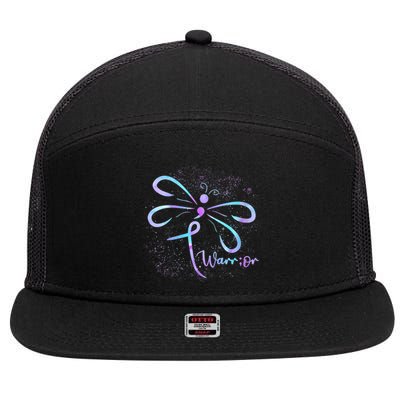 Wo Suicide Prevention Awareness Dragonfly Semicolon 7 Panel Mesh Trucker Snapback Hat