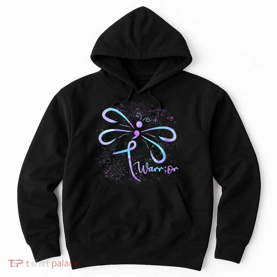 Wo Suicide Prevention Awareness Dragonfly Semicolon Hoodie