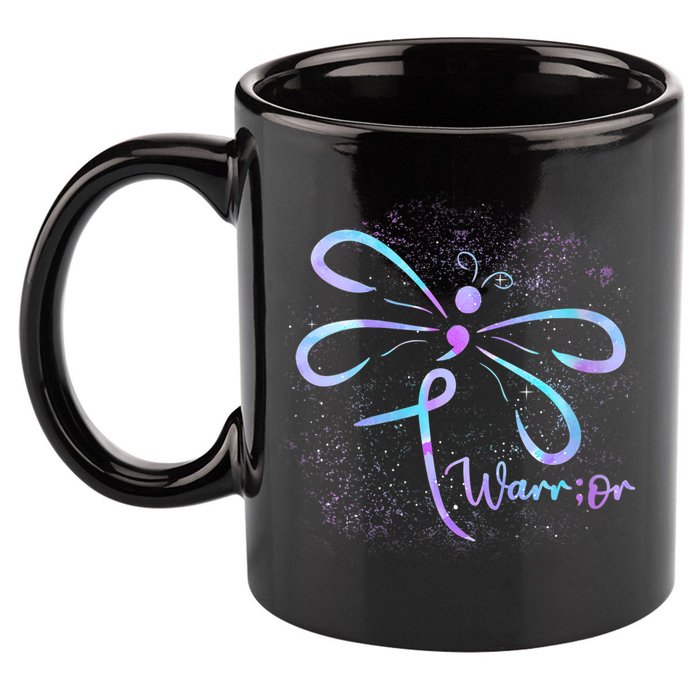 Wo Suicide Prevention Awareness Dragonfly Semicolon 11oz C Handle Ceramic Mug