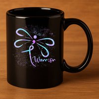 Wo Suicide Prevention Awareness Dragonfly Semicolon 11oz C Handle Ceramic Mug