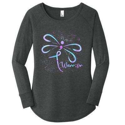 Wo Suicide Prevention Awareness Dragonfly Semicolon Women's Perfect Tri Tunic Long Sleeve Shirt