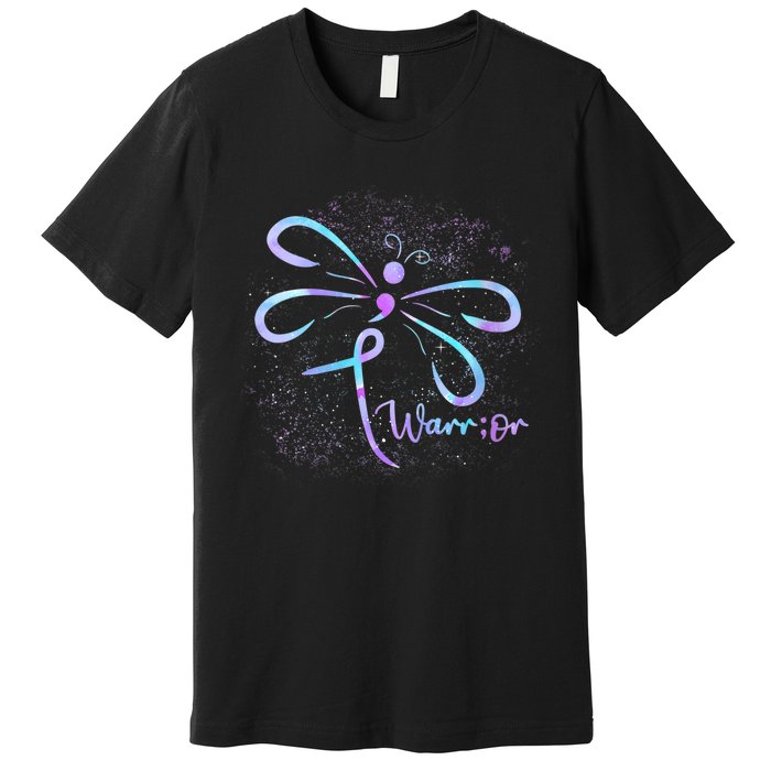 Wo Suicide Prevention Awareness Dragonfly Semicolon Premium T-Shirt