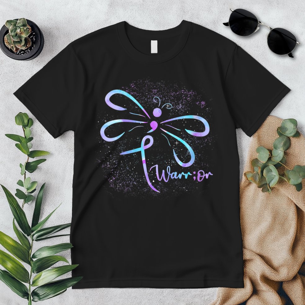 Wo Suicide Prevention Awareness Dragonfly Semicolon Premium T-Shirt