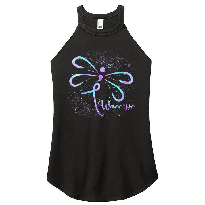Wo Suicide Prevention Awareness Dragonfly Semicolon Women's Perfect Tri Rocker Tank