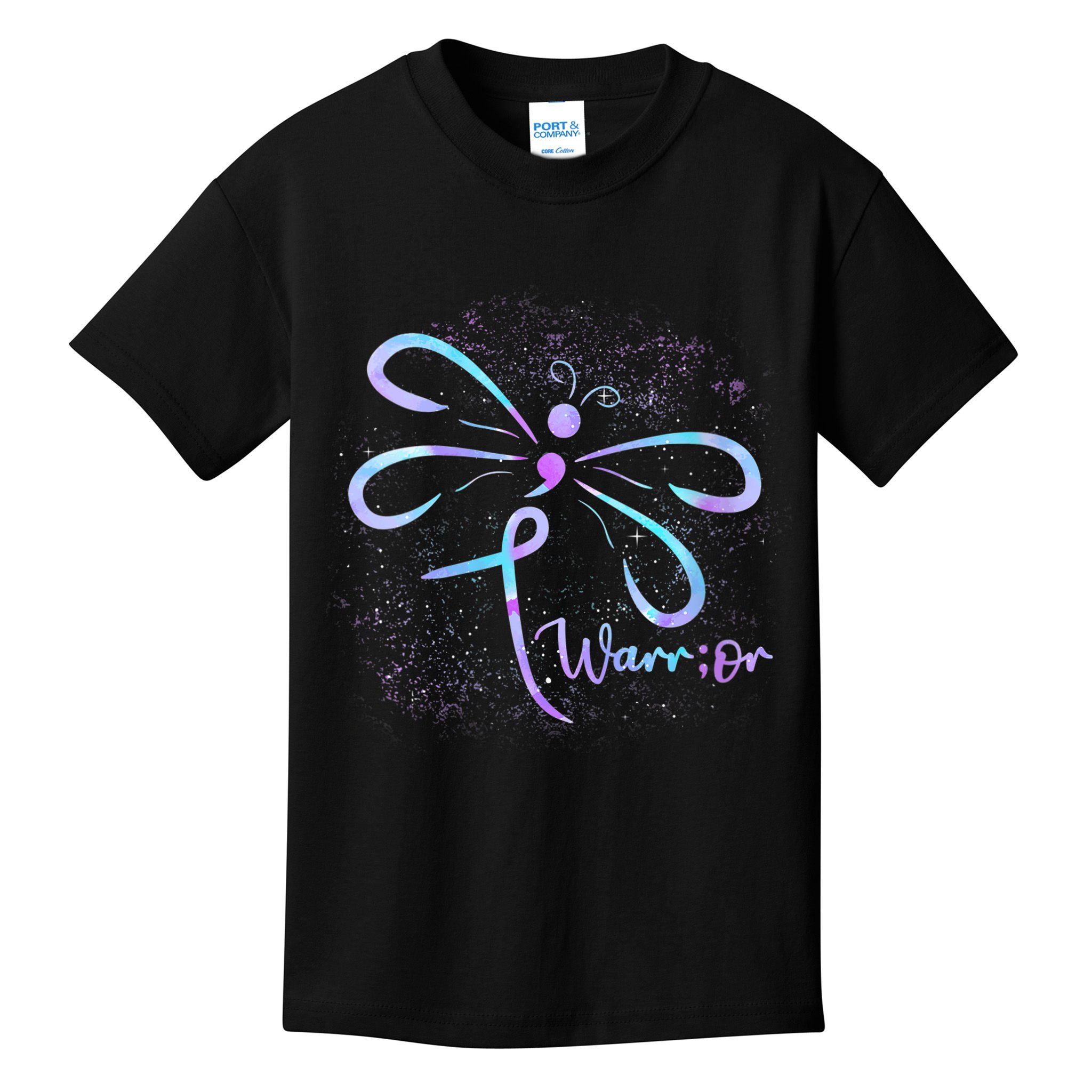 Wo Suicide Prevention Awareness Dragonfly Semicolon Kids T-Shirt